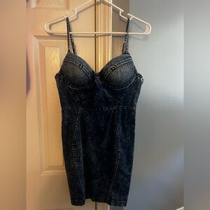 Simple Dark Blue Denim Mini Dress